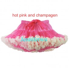 Adult /infant/girl/baby/toddler/kid Tutu Fluffy Party Skirt Soft Princess Ballet Pettiskirt Women's Dancewear hot pink aand champagen